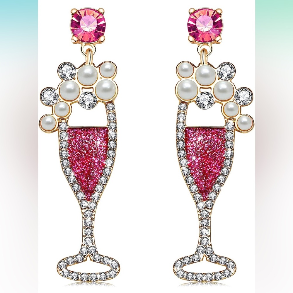 Champagne wine glass earrings for women